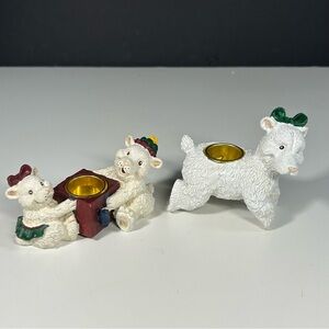 House of Lloyd Polar Bear Candle‎ Stick Holders Christmas Holiday Set Of 2